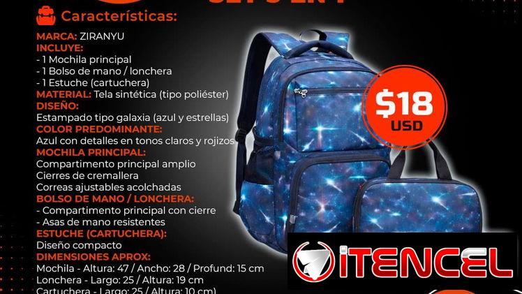 🎒 PA’ LA ESCUELA 🎒 JUEGO COMPLETO DE MOCHILA LONCHERA Y CARTUCHERA. MENSAJERÍA CON FACTURA Y GARANTÍA. TL 54833699