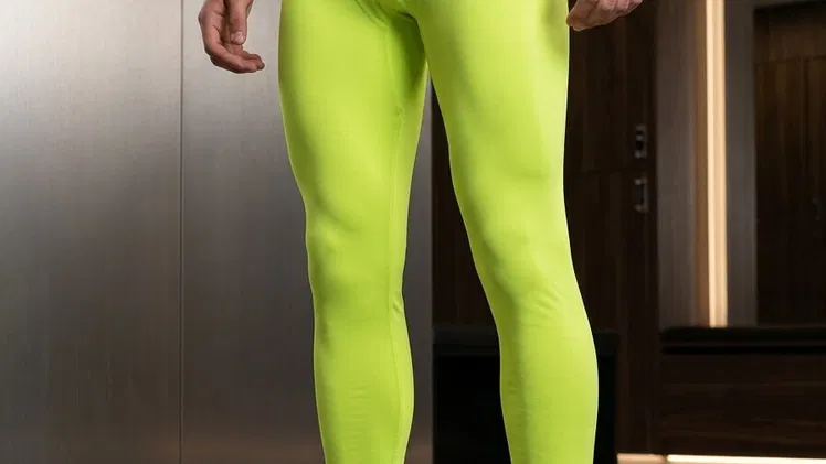Licra masculina de Compresión Deportiva – Amarillo Neón Talla L Juvenil 18