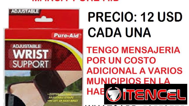 Muñequera Elástica Ajustable Pure-Aid. Mensajería por un costo adicional.