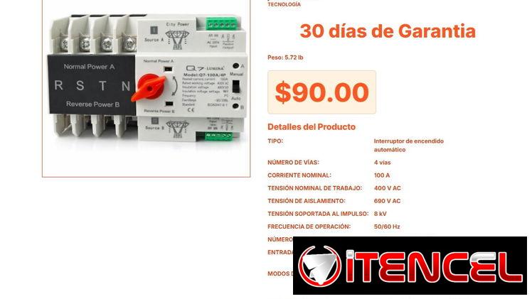 Switch Q7-Lumina 100A de 4 Vías para Conmutación entre Red y UPS Pro VPT#-0298