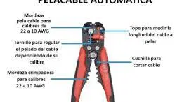 pinza pelacable automática, diseñada para pelar, cortar y crimpar cables de manera eficiente.