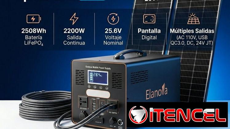 ⚡¡Potencia Real para Todo! – Estación de Energía ELANOVA 2508Wh / 2200W Incluido en la Compra 2 Paneles Solares de 200W