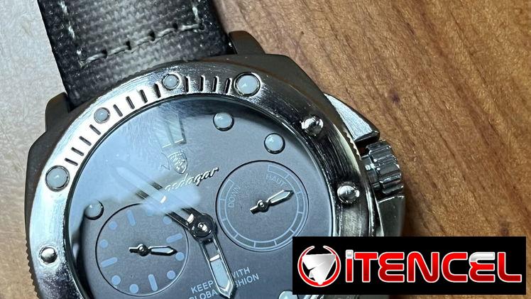 Reloj para hombre , pulsera de cuero degradado gris. De cuarzo, pilas .