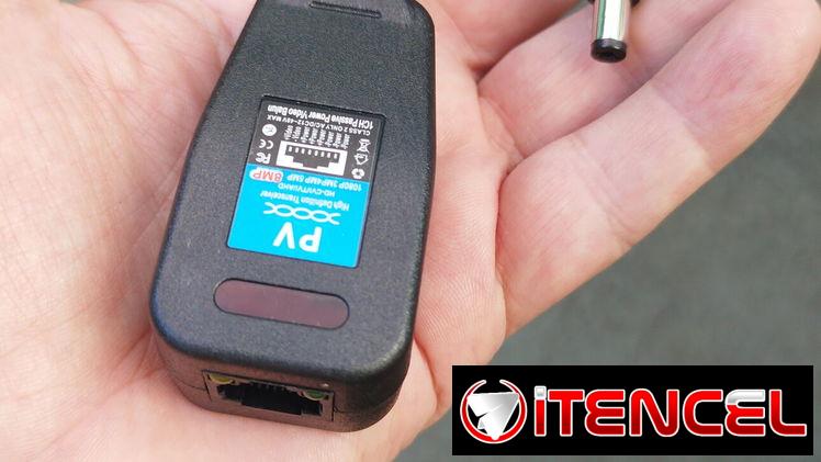 Balun Rj45-BNC + conector de alimentación 58757374