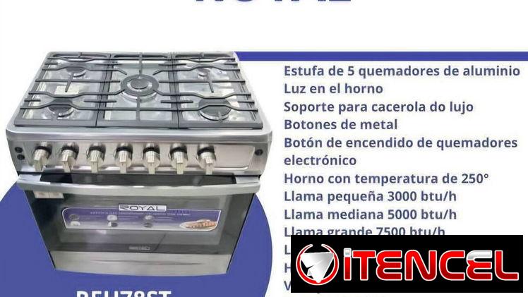 Cocina de gas con horno 4 hornillas Royal