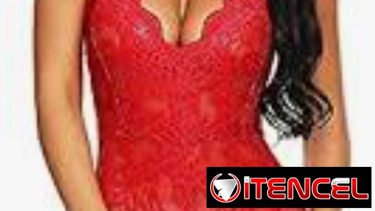 Lenceria de enteriza de encaje y tela de  licra color rojo y negra talla S y M
