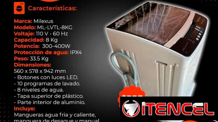 💲260💲LAVADORA AUTOMÁTICA MILEXUS 8 PIES. ENTREGA GRATIS CON FACTURA Y 6 MESES DE GARANTÍA. TLF 54833699