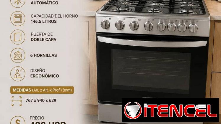 Cocina con horno de 6 quemadores marca LG
