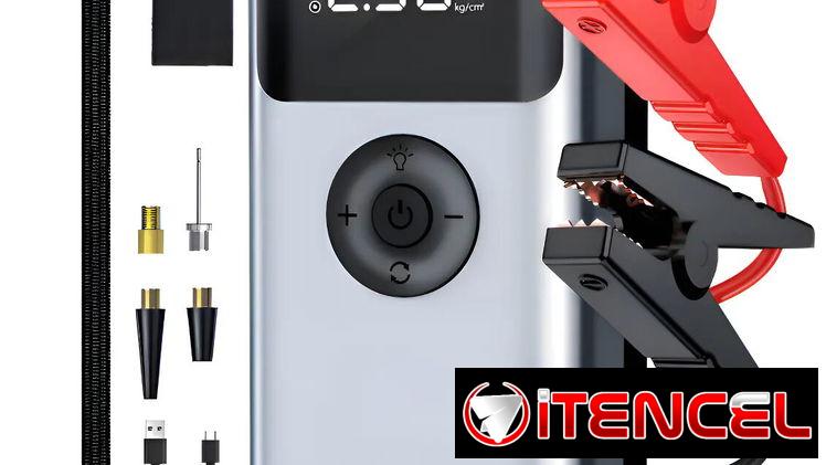 Arrancador De Batería De Auto Compresor de Aire 7500A Portatil Inflador 150PSI Con Linterna LED Flash y Powerbank