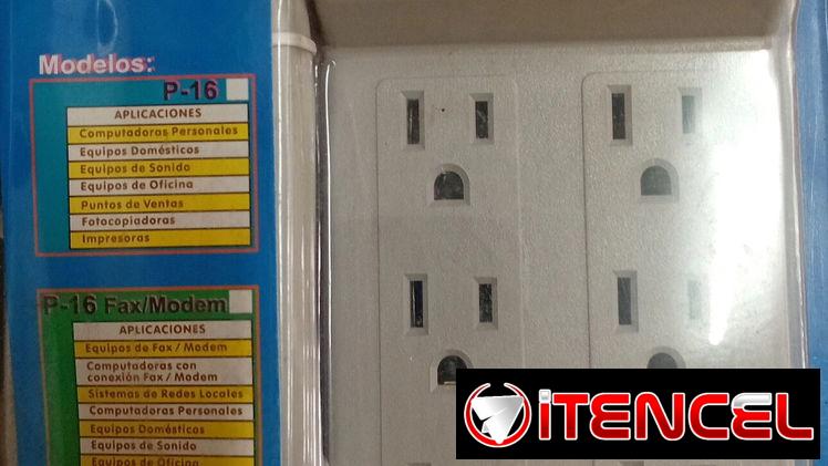 Supresor profesional P-16 para proteger los equipos electrónicos de altos Voltajes. 6 toma corriente y un toma p/teléfon