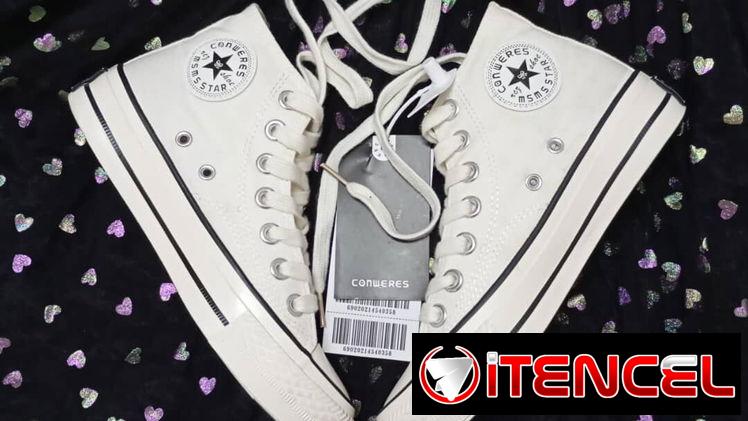 🔹Converse blanco de línea negra🔹