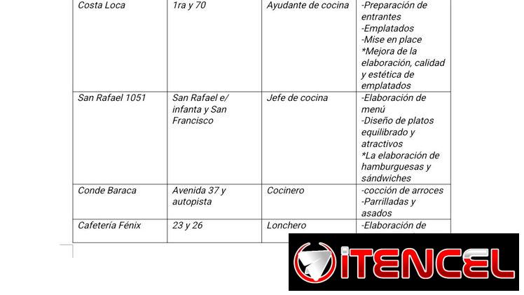 Curriculum de cocinero