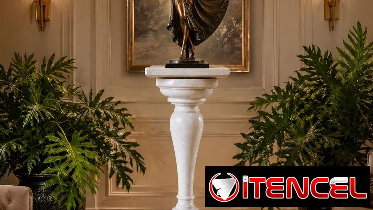 columna o pedestal antiguo elaborado en mármol blanco carrara italiano 52420164