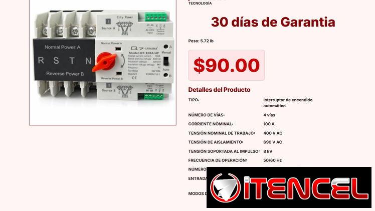Conmutador Automático 4 Vías 100A Q7-Lumina de 50/60 Hz por $90.00 VPT#-0298