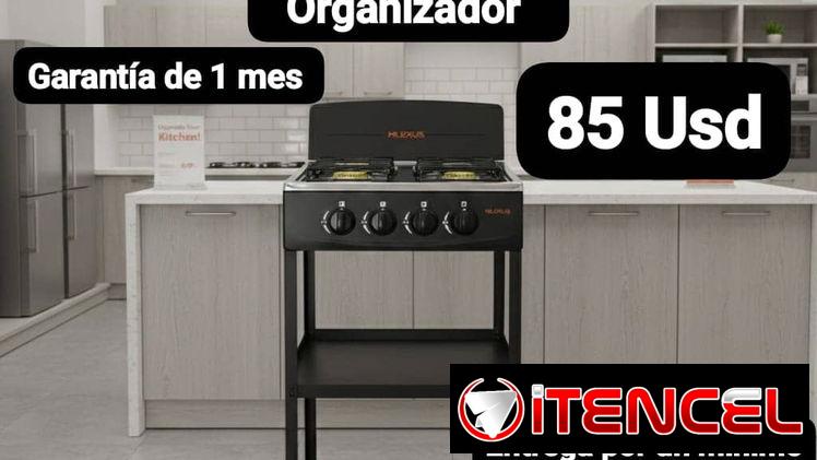 Cocina a gas Milexus de 4 Hornillas con Organizador, Garantía de 1 mes, Entrega por un mínimo costo adicional para toda
