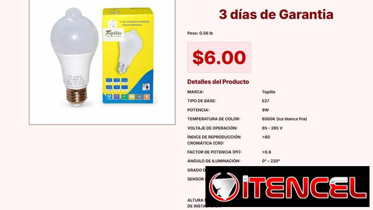 Tu mejor compra es este Bombillo con sensor de movimiento hoy mismo VPT#-0051