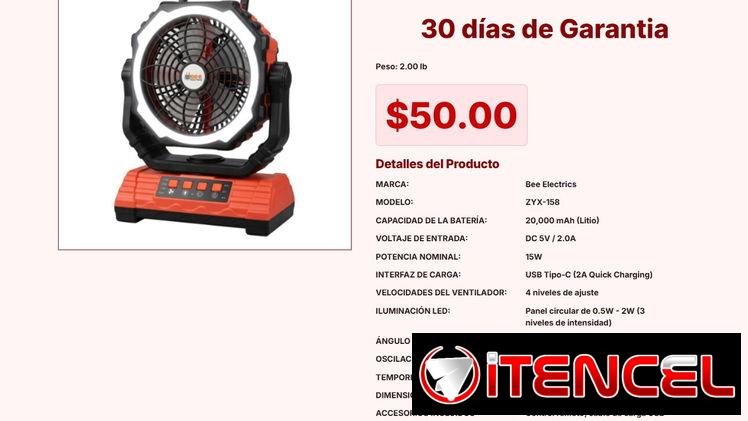 Ventilador Bee Electrics ZYX-158 con Temporizador de 1h, 3h y 6h $50 VPT#-0337