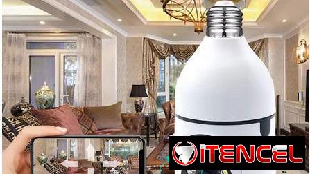 Gangaa Cámara de vigilancia con bombilla E27 para interiores, videocámara inalámbrica con Wifi