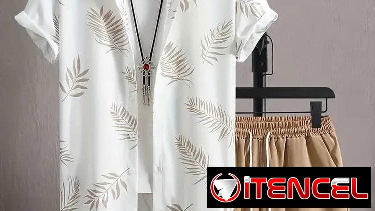 Conjunto camisa/short beige tallas XL, 2XL Y 3XL