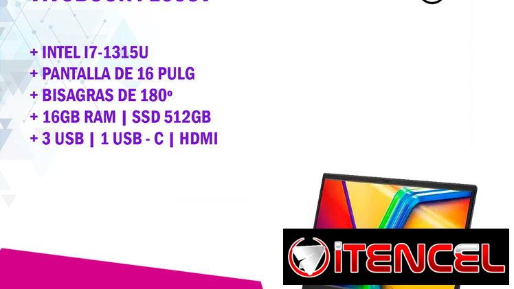 💻 LAPTOP ASUS VIVOBOOK F1605V — POTENCIA PROFESIONAL EN FORMATO ULTRAFINO DE 16” WUXGA ⚡