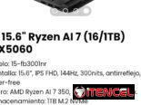 HP 15.6″ Ryzen AI 7 (16/1TB) RTX5060. Modelo: 15-fb3001nr. Nueva con garantía