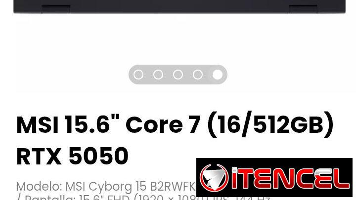 MSI 15.6″ Core 7 (16/512GB) RTX 5050 Modelo: MSI Cyborg 15 B2RWFKG