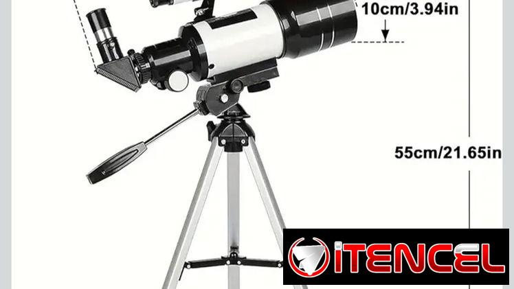 Telescopio astronómico 150X de alta potencia, portátil con apertura de 2.756 in (refractor HD, trípode)