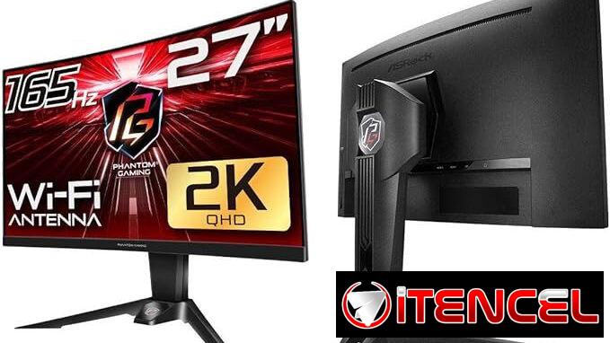 ASRock Monitor curvo para juegos Phantom de 27 pulgadas QHD 2560 x 1440 (2K) 165 Hz Antena Wifi 52815418