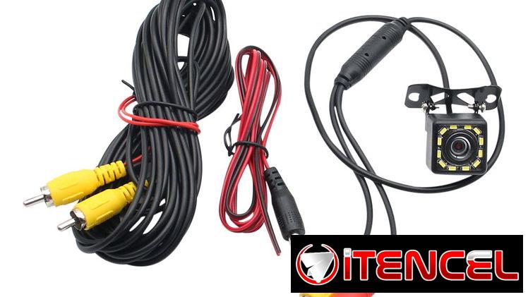 Cámara trasera de parqueo de gran angular para autos, se empareja con la reproductor, tiene 12 LED. (25 USD)