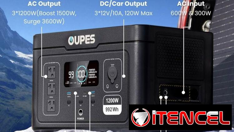 Estacion de energía. OUPES EXODUS 1200 🔋 Capacidad de batería LiFePO4: 992Wh ⚡ Potencia de salida: 1200W. Pico: 3600W