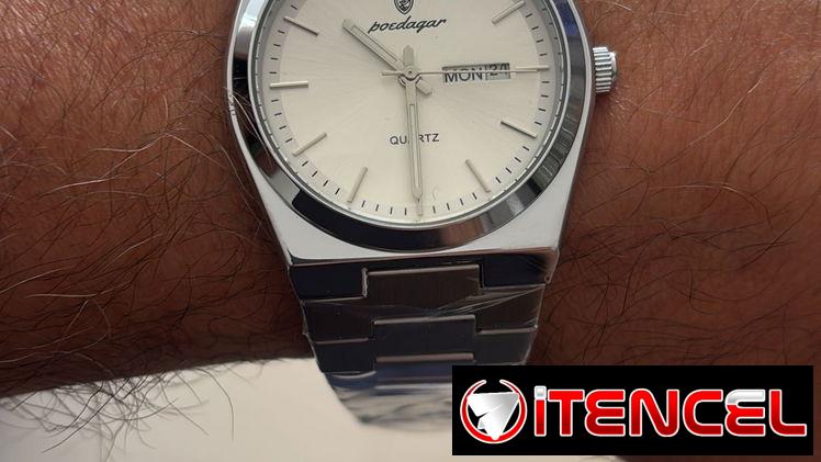 Reloj plateado marca Poedagar para hombre,