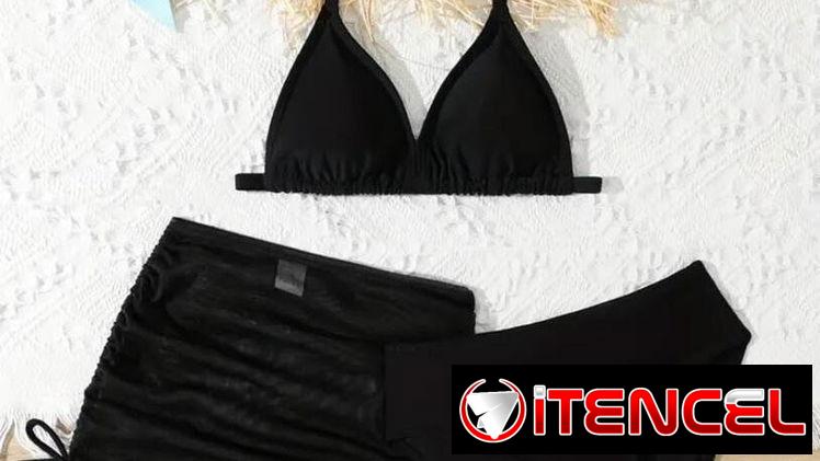 Bikini de tres piezas (negro) talla XS
