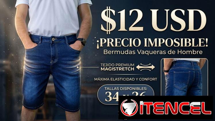 Mezclilla elastizada corta para hombre