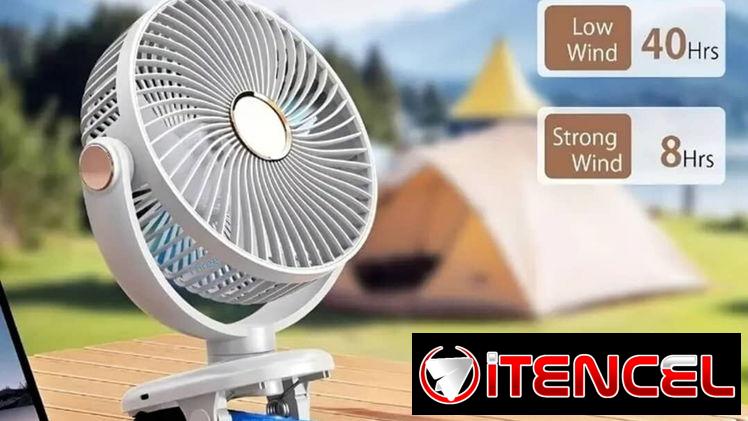 Ventilador Grande de 12 Pulgadas, Ventilador Portátil Mejorado de Escritorio con 5000mAh y Oscilación Automática de 135°
