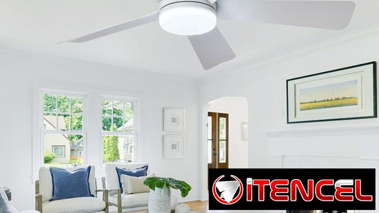 Ventilador de techo moderno Depuley 42 pulgadas 5 aspas, LUCES LED (3 MODO DE ILUMINACIÓN) BLANCO, NUEVO (incluye mando)