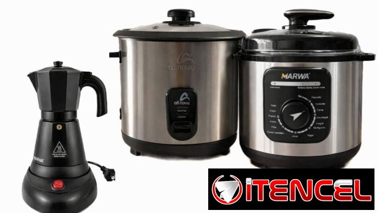 105 usd COMBO 🍲Olla Reyna MARWA 6L (90 minutos) + Arrocera All Novu 2.2L + Cafetera Eléctrica de 3 a 6 tazas MARWA 🍲