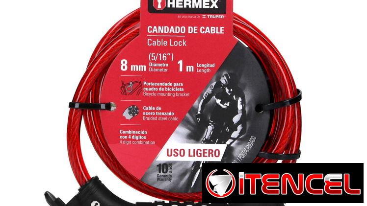 CANDADO DE CABLE CON COMBINACIÓN, 8MM X 1.0M, HERMEX