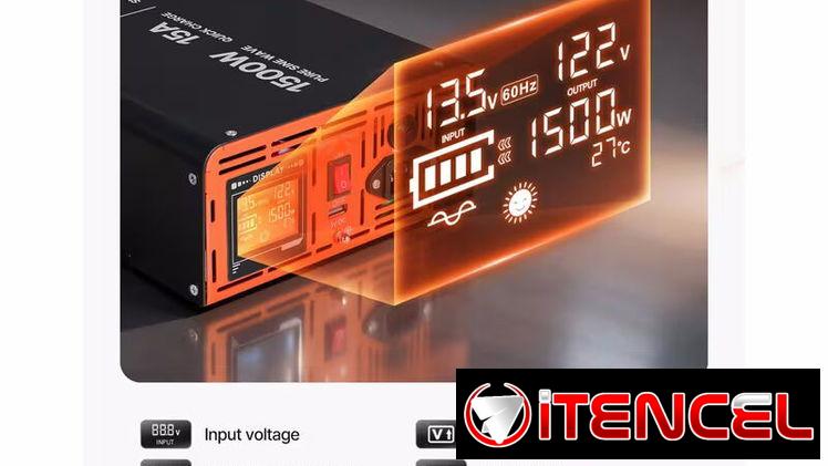 VEVOR Inverter UPS 1500W RMS(3000W pico)+ Cargador 15A 2 en 1 para todas las baterias