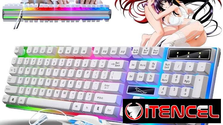 Combo de teclado y mouse blanco RGB.  22 usd