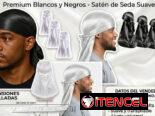 Durags Blancos y Negros excelente Tela de Satén