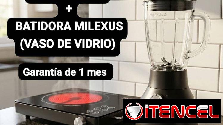COCINA INFRARROJO 1500W ROYAL  +  BATIDORA MILEXUS (VASO DE VIDRIO), Garantía de 1 mes, Entrega por un mínimo costo adic