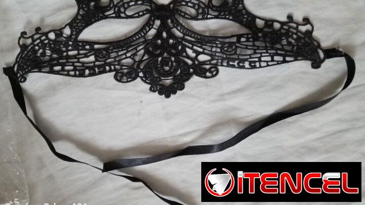 Máscara antifaz de encaje negro para fiesta, graduación, disfraces, baile. Máscara veneciana con cinta negra. Sexy