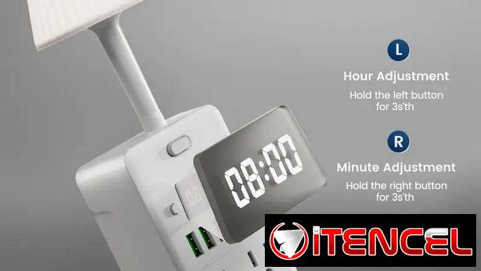 Regleta multifuncional con lámpara integrada y reloj digital 53497081