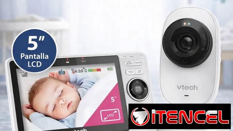 Monitor de bebé inteligente con pantalla de 5″, resolución 1080p, Wi-Fi, acceso remoto, visión nocturna automática, soni