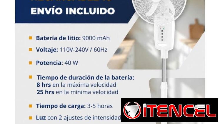 Ventilador Recargable Bateria Litio 9000mAh