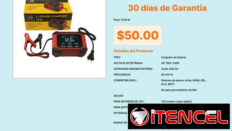 Cargador 12V 12A 200Ah Modo Carga Rápida 12V 12A, Cargador Q7 12A 12V 20-200Ah 24V 20-200Ah Total VPT#-0495