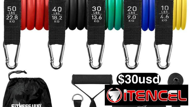 FITNESSARMY Ligas multifuncionales de alta resistencia Kit completo + manual. 58234161 FITNESSARMY