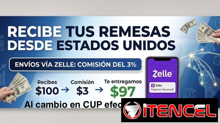 Remesas Zelle 100usd para 97usd al cambio en CUP