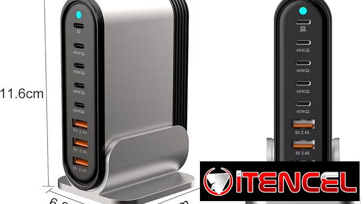 – Vendo cargador de puertos múltiples  1 USB TIPO C de 65W 4 USB tipo C de 40 W y 3 USB tipo A de 2.4A