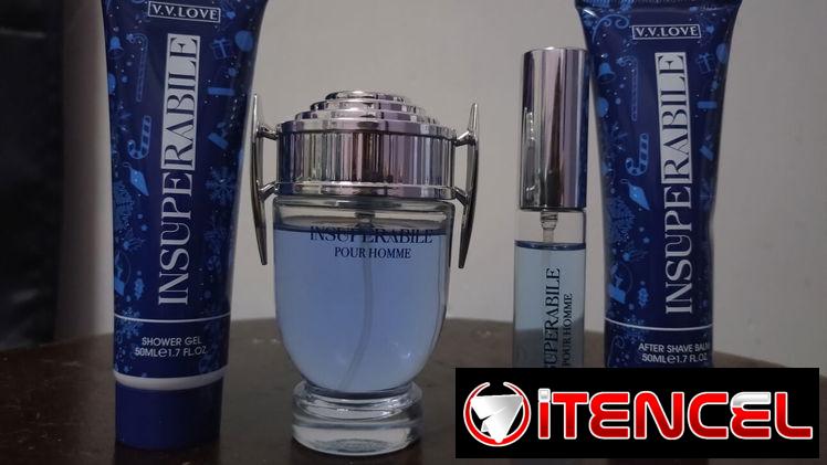 Kit de Perfume, Muestra, Gel de Baño y Bálsamo Postafeitado, para Hombre, marca: V. V. Love, modelo: Insuperabile